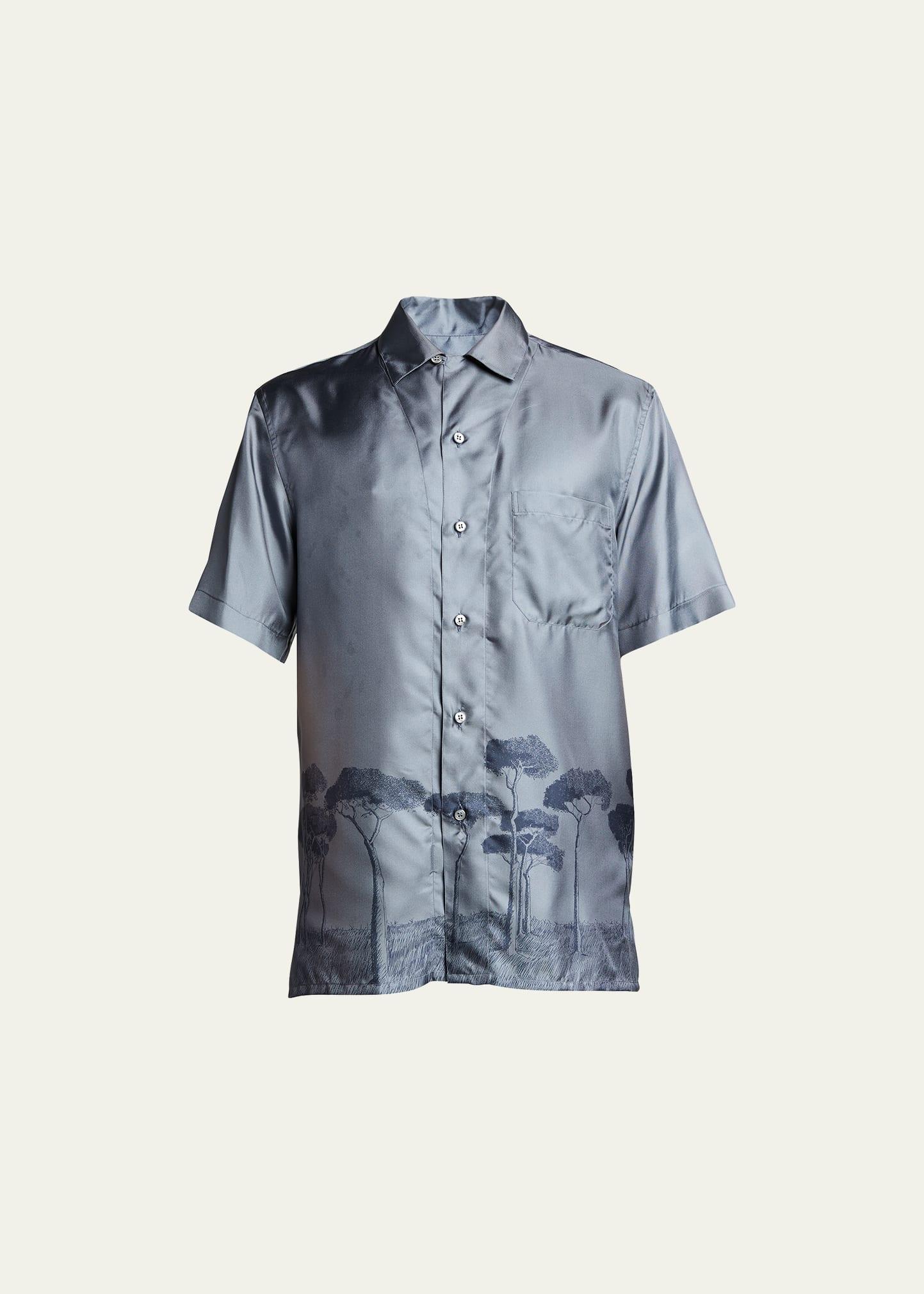 Mens Roman Tree-Print Silk Camp Shirt Product Image