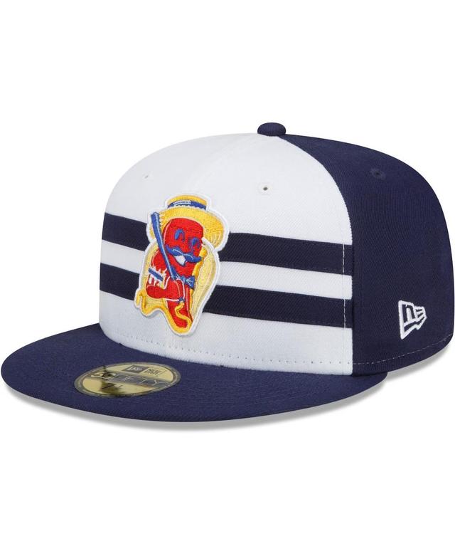 New Era Mens White Brooklyn Cyclones Coney Island Franks Theme Night 59FIFTY Fitted Hat - White, Navy Product Image