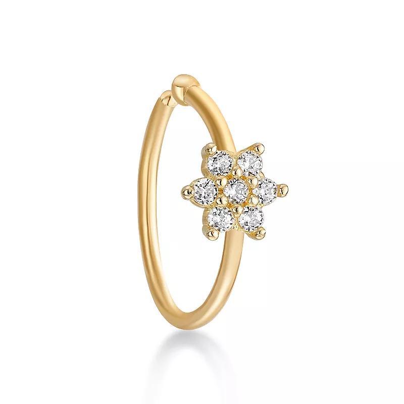 Lila Moon 14k Gold Lab-Grown Diamond Accent Flower Hoop Nose Ring, Womens Product Image