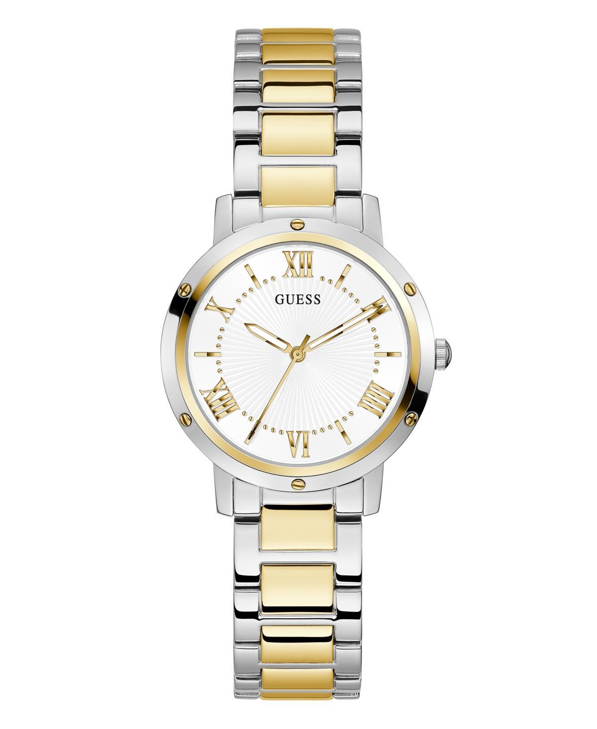 Womens Guess Silver/Gold-Tone White Dial Watch - GW0404L2 Product Image