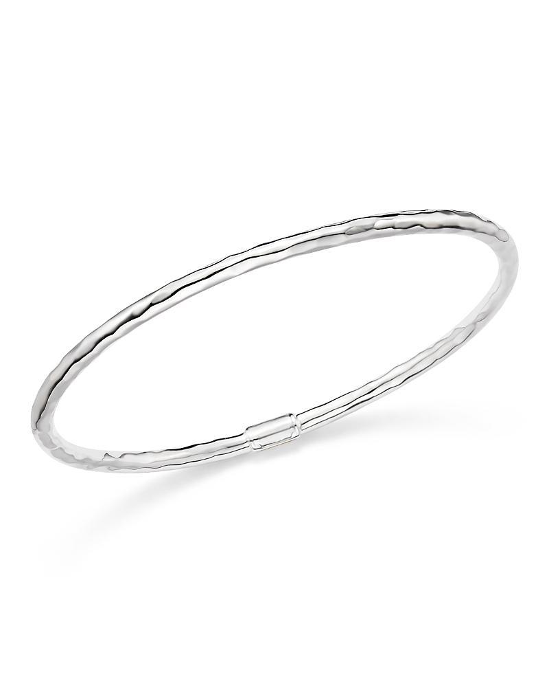 Womens Classico Thin Sterling Silver Hammered Bangle Bracelet Product Image