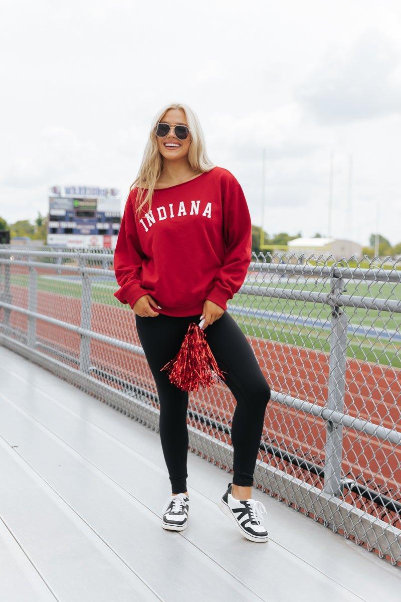 Red Indiana Boat Neck Sweatshirt Product Image