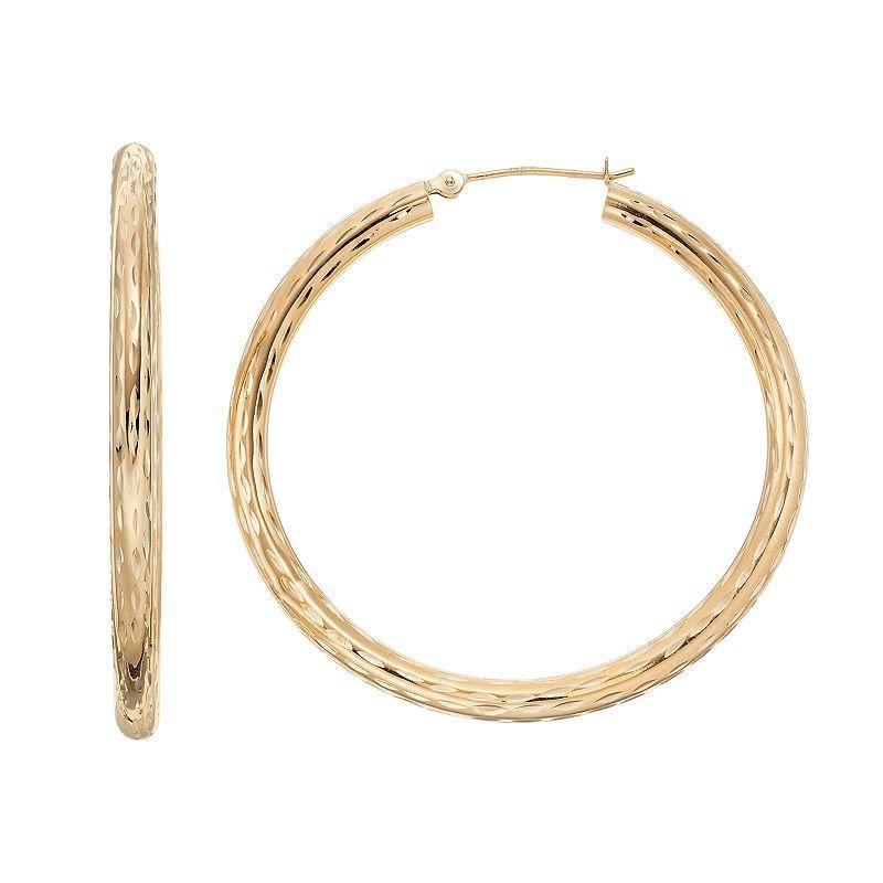 Forever 14K Textured Tube Hoop Earrings, Womens, 14k Gold Product Image