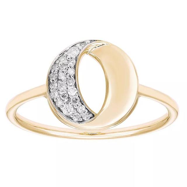 Boston Bay Diamonds 14k Gold Over Sterling Silver 1/8 Carat T.W. Diamond Crescent Ring, Womens, Gold Tone Product Image