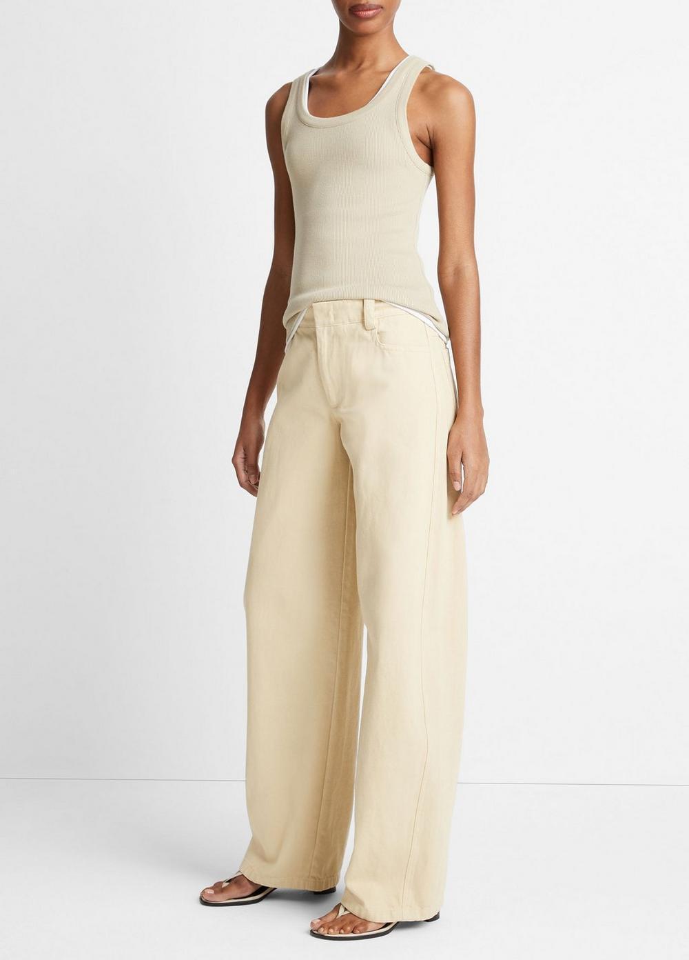 Washed Cotton Twill Wide-Leg Pant Product Image