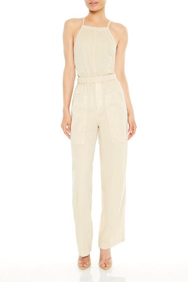 Twill Lace-Up Wide-Leg Jumpsuit | Forever 21 Product Image