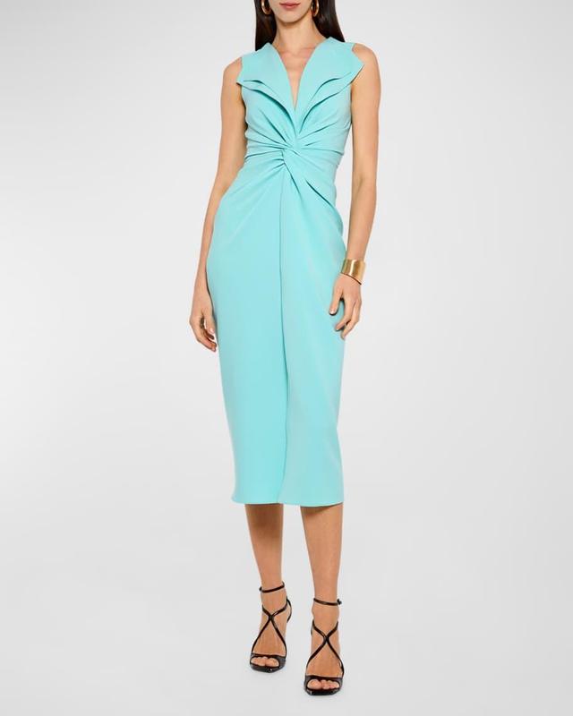 Sleeveless Collared Twisted Midi Dress Product Image