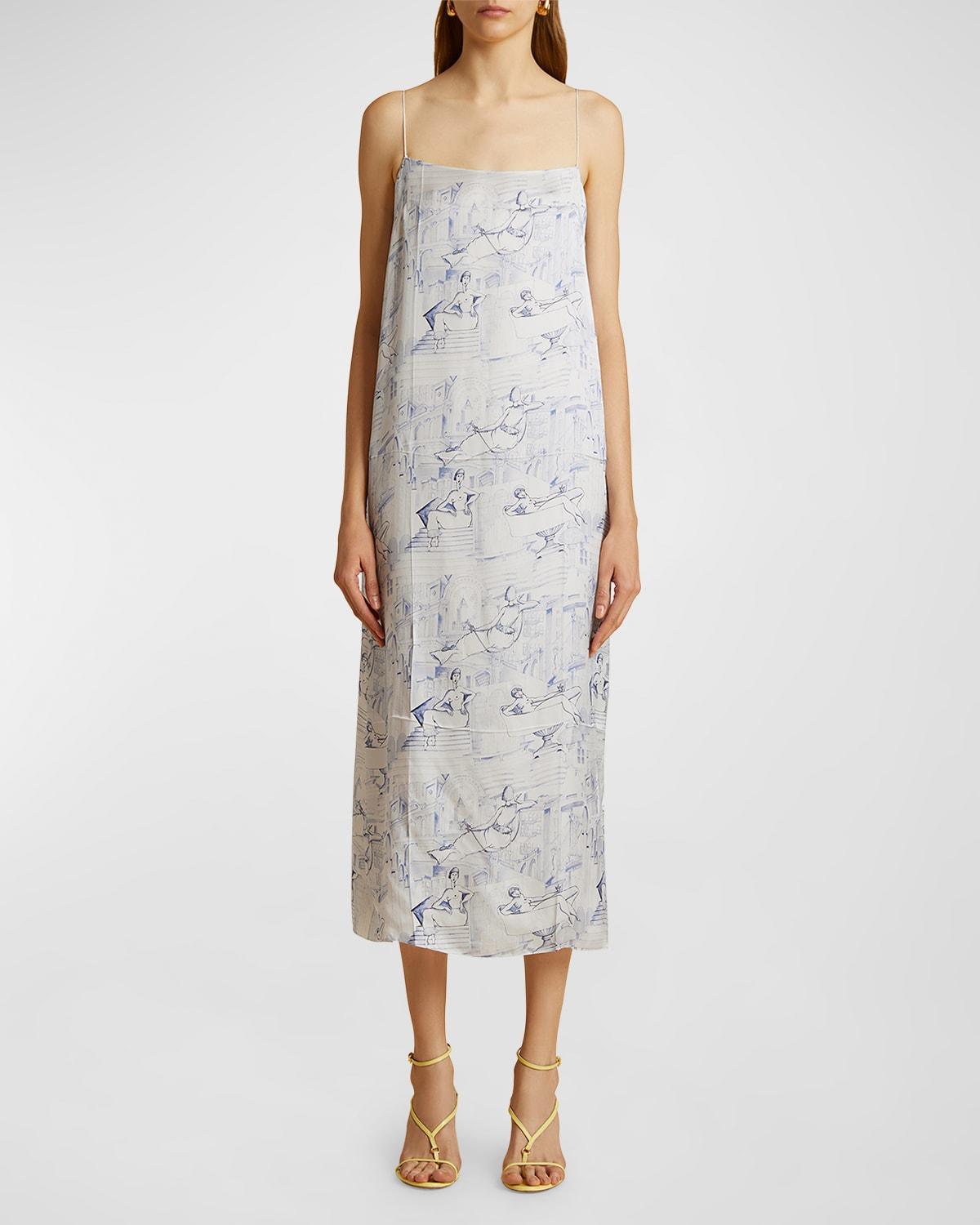 Sicily Toile-Print Sleeveless Midi Shift Dress Product Image