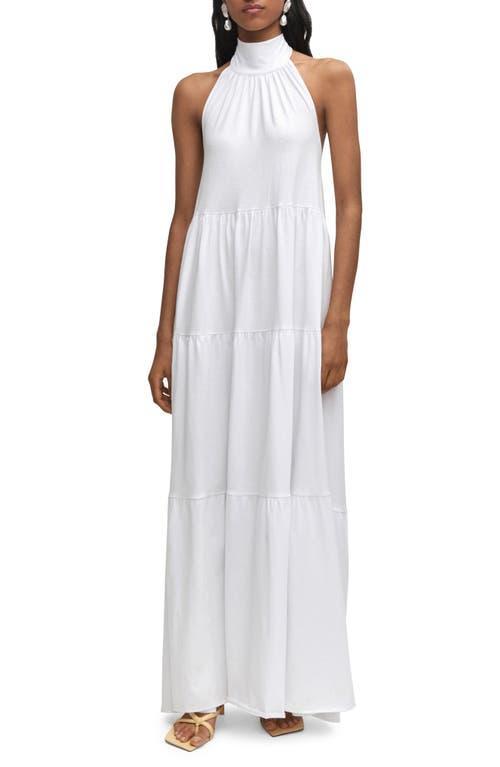 MANGO Open Back Halter Cotton Maxi Dress Product Image