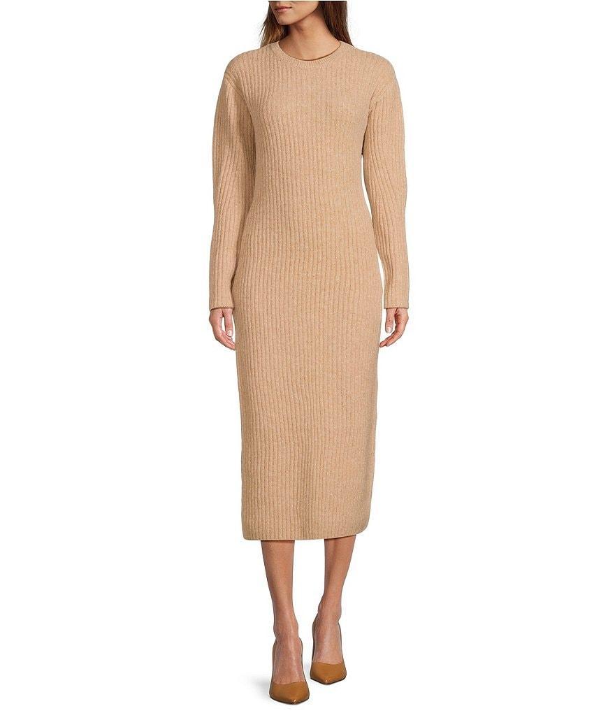 Antonio Melani Greer Wool Blend Knit Crew Neck Long Sleeve Midi Sheath Dress Product Image