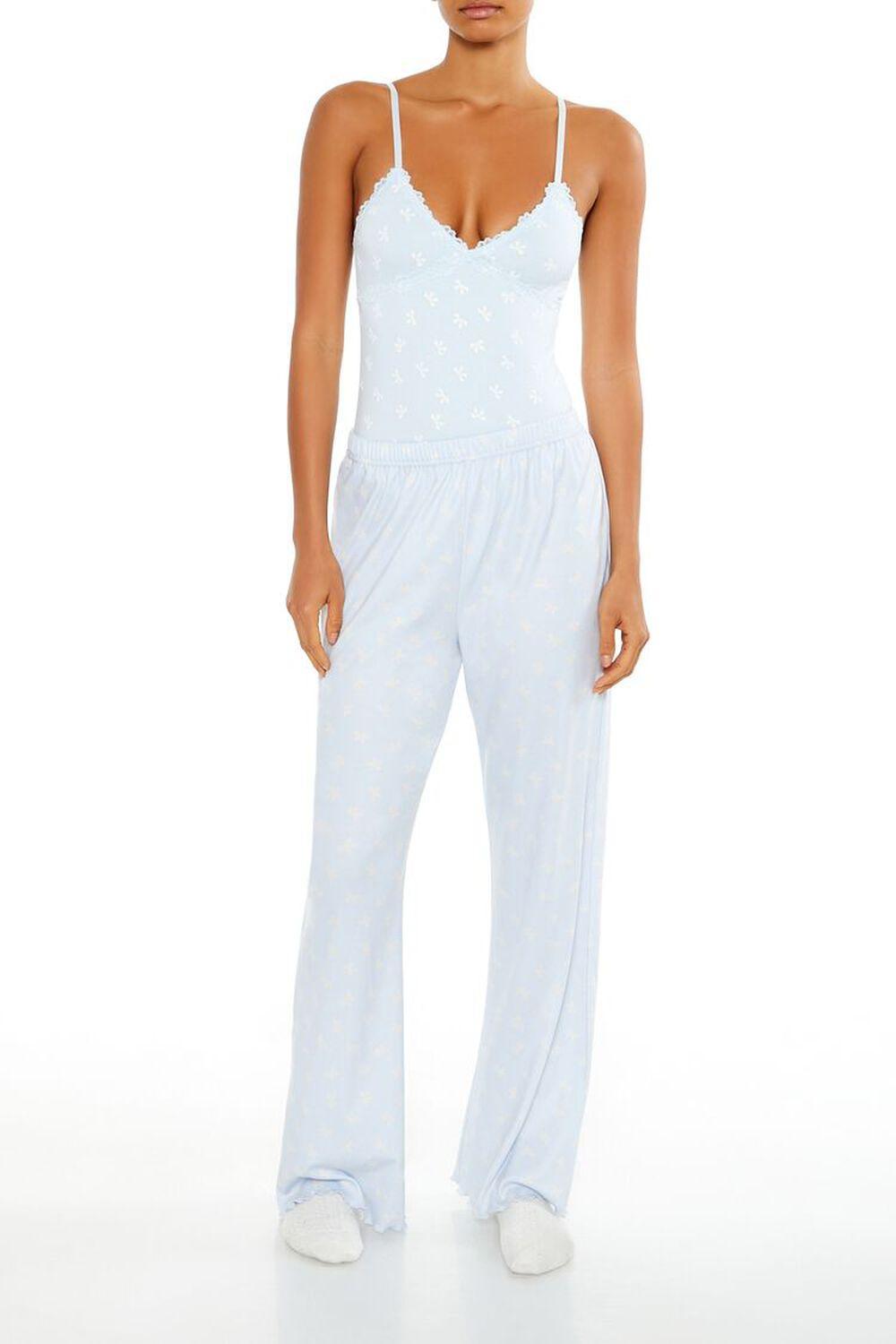 Bow Print Wide-Leg Pajama Pants | Forever 21 Product Image