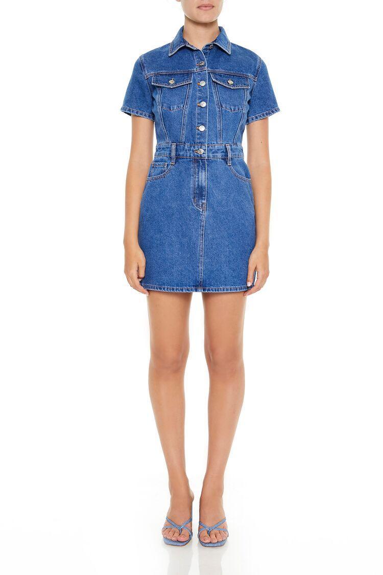 Denim Button-Front Mini Dress | Forever 21 product image