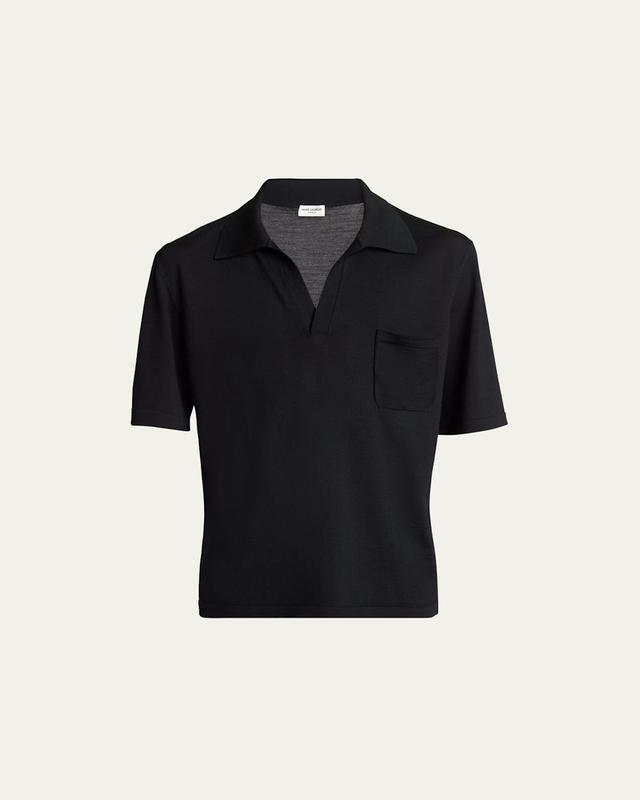 Mens Johnny-Collar Knit Polo Shirt Product Image