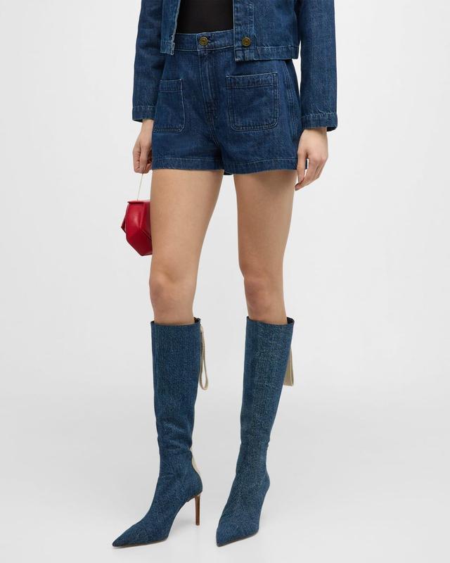 Womens Patch-Pocket Denim Shorts Product Image