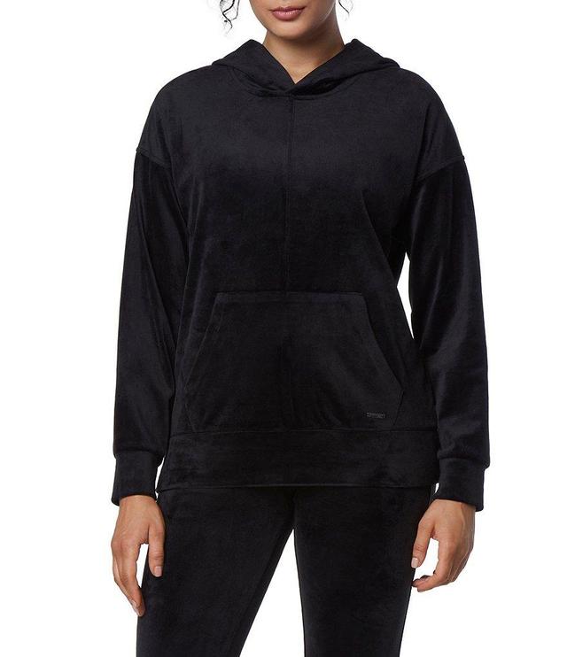 Andrew Marc Sport Velvet Knit Long Sleeve Kangaroo Pocket Hoodie Product Image