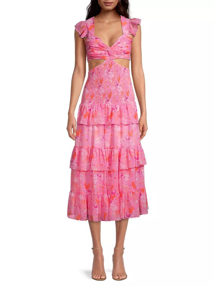 Neely Smocked Cut-Out Midi-Dress Product Image