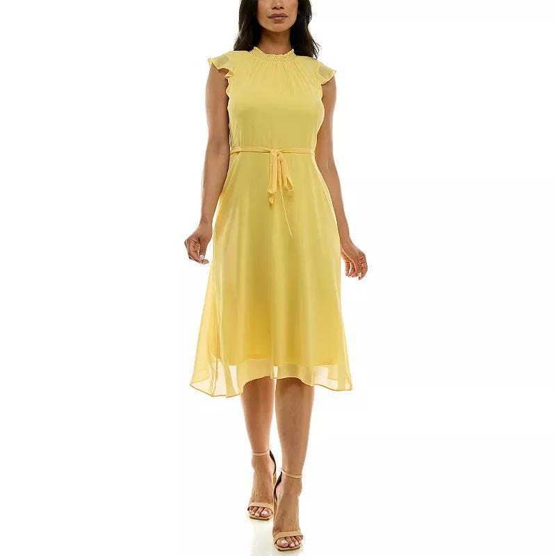 Womens Nina Leonard Mockneck Chiffon Dress Product Image