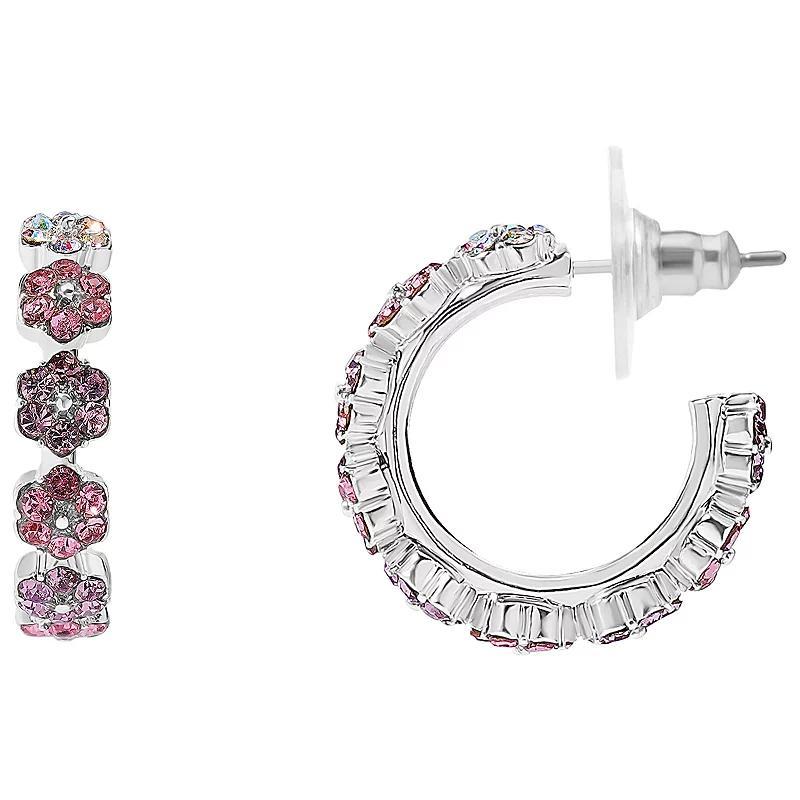 LC Lauren Conrad Crystal Flowers J Hoop Earrings, Womens, Multi Product Image