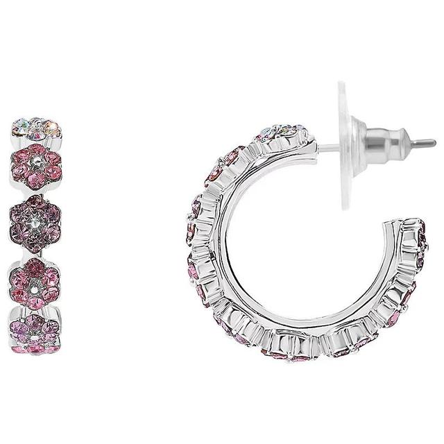 LC Lauren Conrad Crystal Flowers J Hoop Earrings, Womens, Multi Product Image