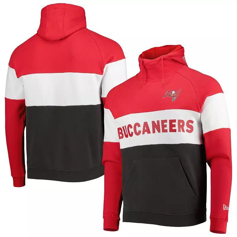 Mens New Era Heather Charcoal/Red Tampa Bay Buccaneers Colorblock Current Pullover Hoodie Product Image