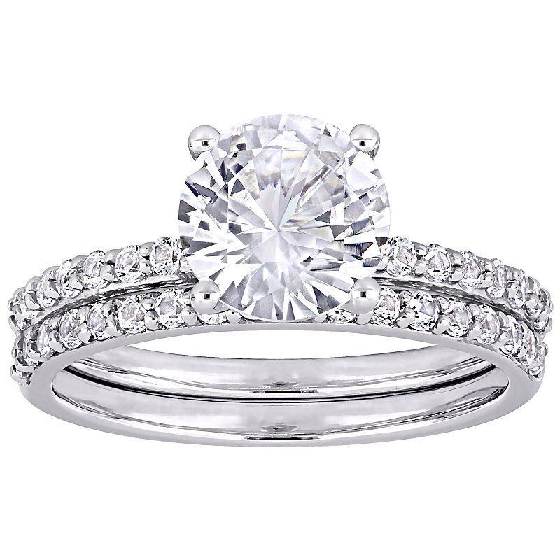 Stella Grace 10k White Gold Lab-Created White Sapphire Engagement Ring Set, Womens Product Image