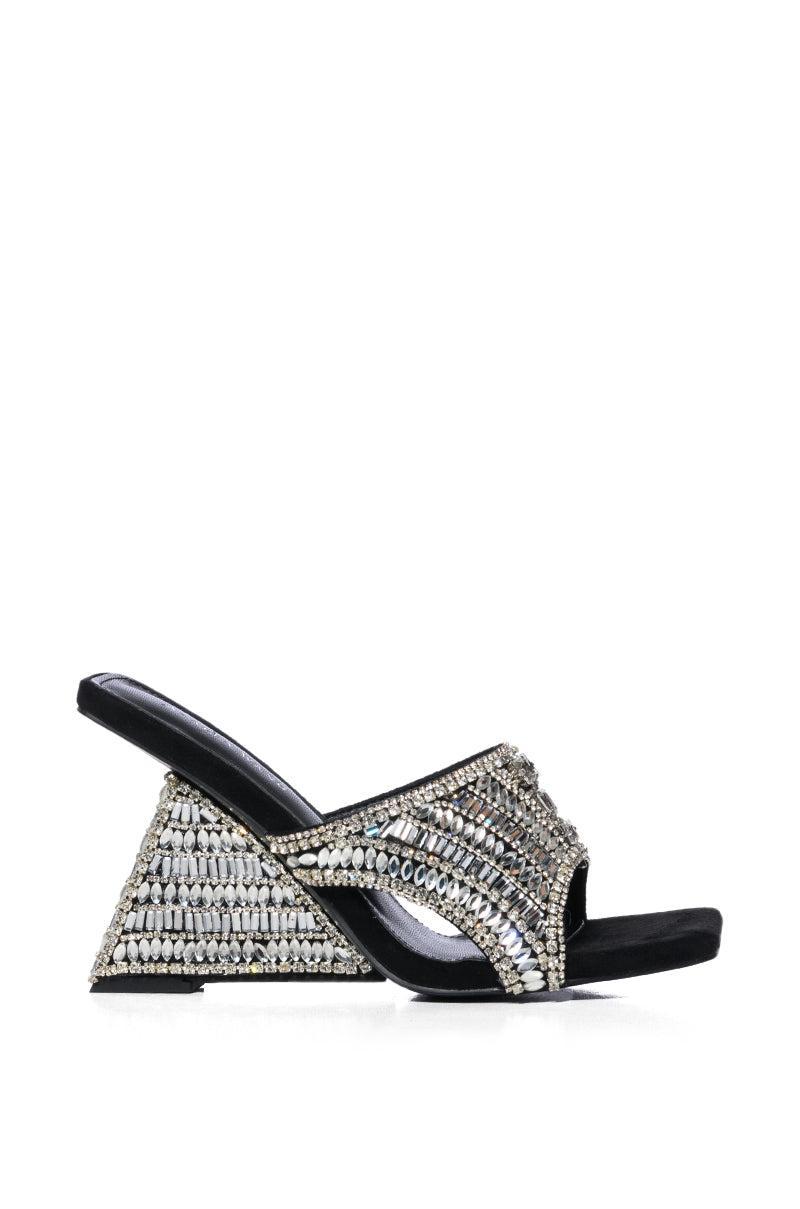 AZALEA WANG BESIMA SILVER EMBELLISHED WEDGE SANDAL Product Image