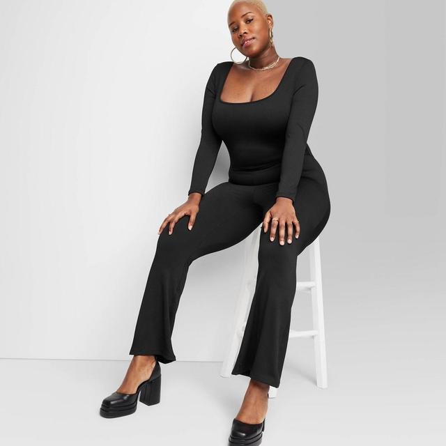 Womens Long Sleeve Seamless Fabric Jumpsuit - Wild Fable Black 1X Product Image