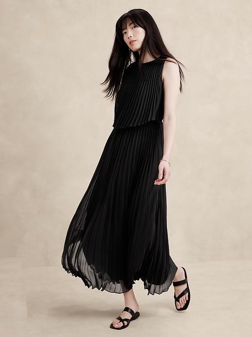 Pleated Chiffon Maxi Dress Product Image