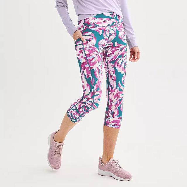 Womens Tek Gear Ultrastretch Pocket High-Waisted Capri Leggings Purple Spotted Product Image