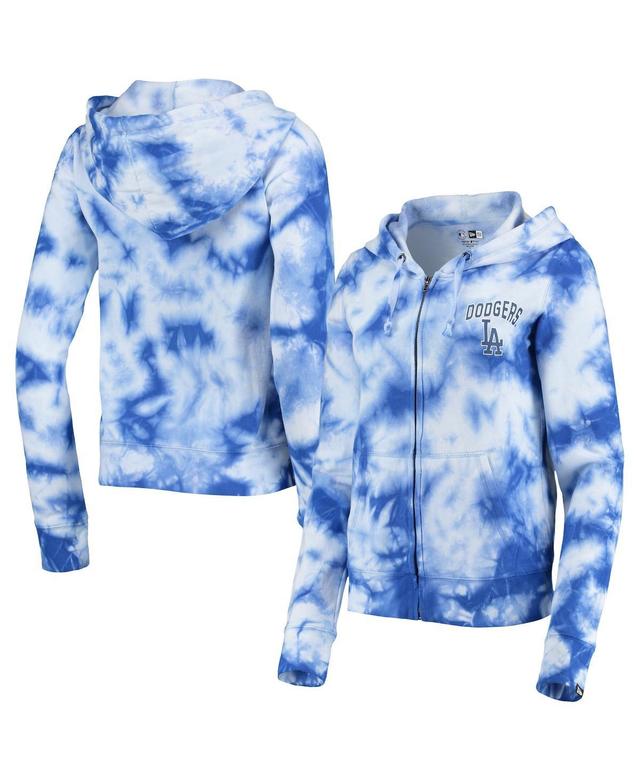 Womens New Era Royal Los Angeles Dodgers Tie-Dye Fleece Full-Zip Hoodie Product Image