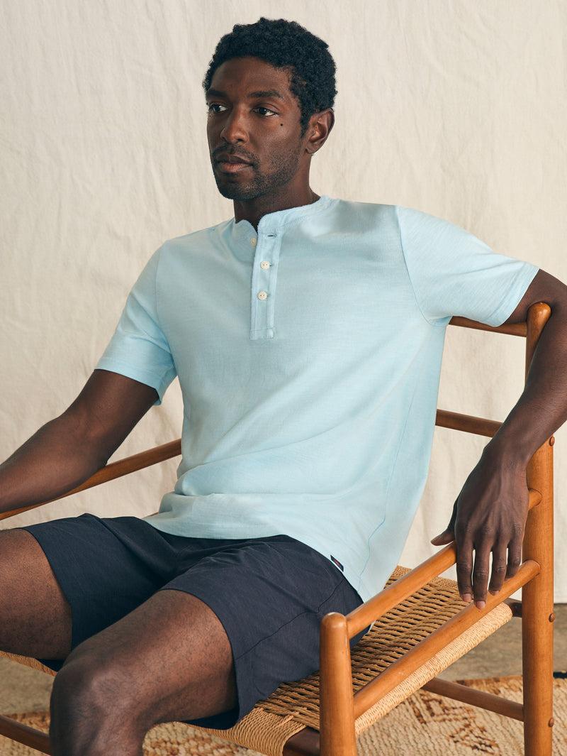 Short-Sleeve Sunwashed Henley - Blue Oasis Product Image