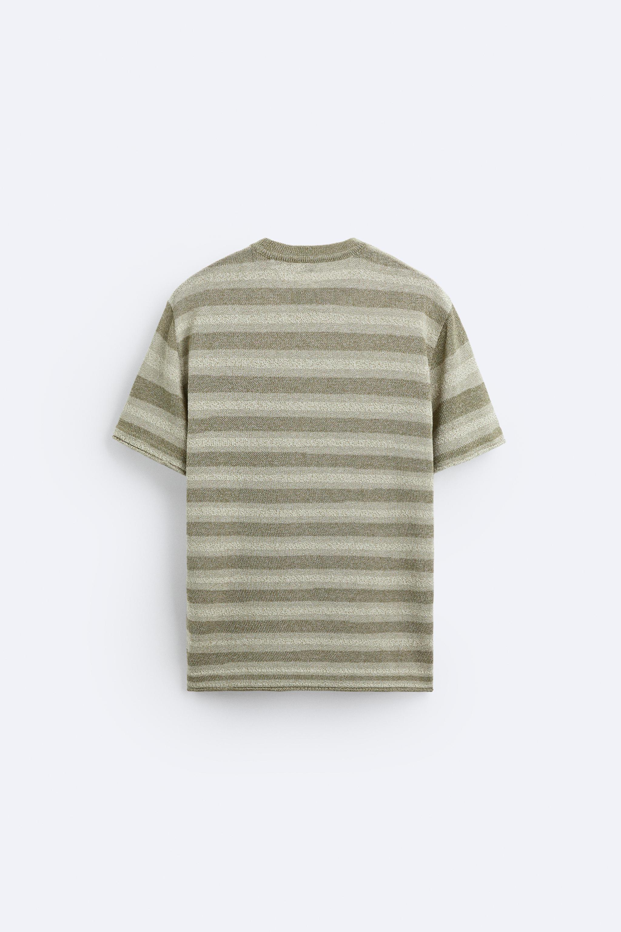 JACQUARD STRIPED KNIT T-SHIRT Product Image