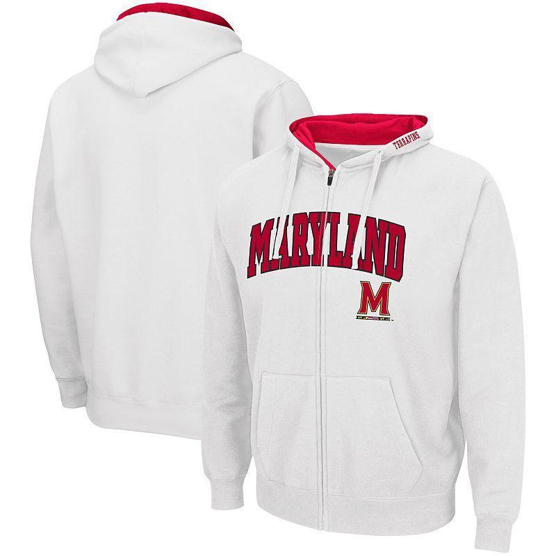 Mens Colosseum White Maryland Terrapins Arch and Logo 3.0 Full-Zip Hoodie Product Image