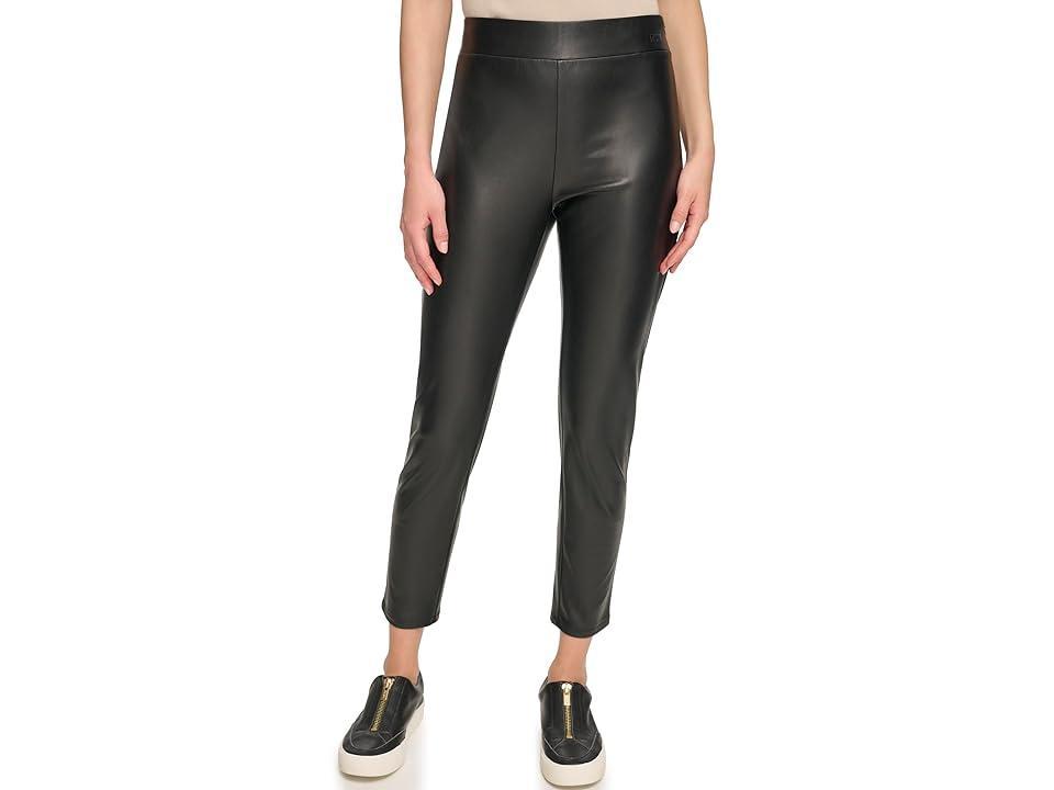 DKNY Faux Leather Pull-On Leggings Women's Casual Pants Product Image