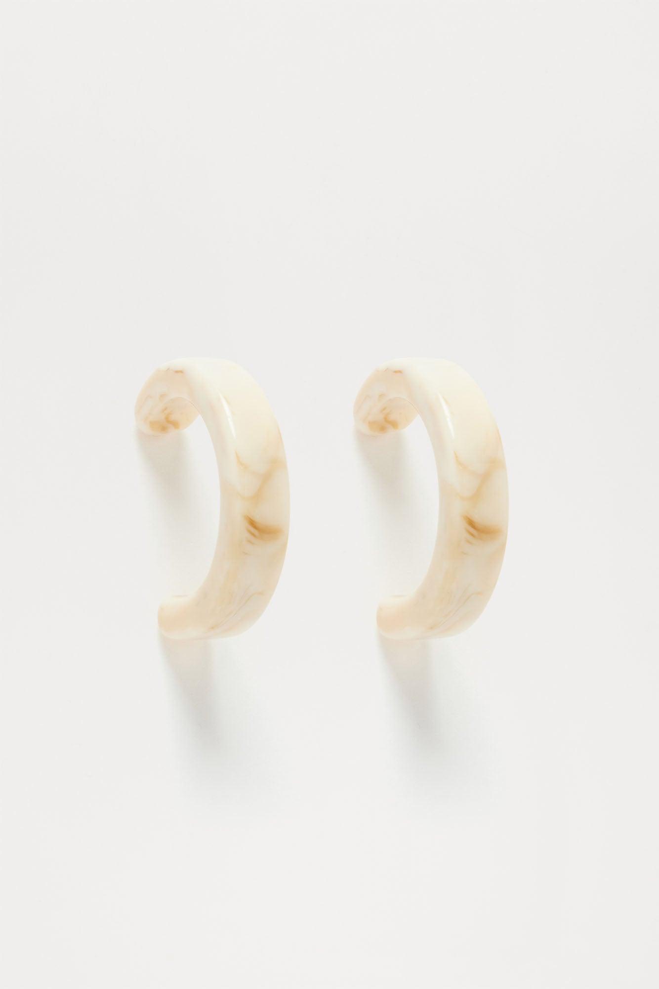 Miss Melinda's Hoop Earrings - Beige/Brown Product Image