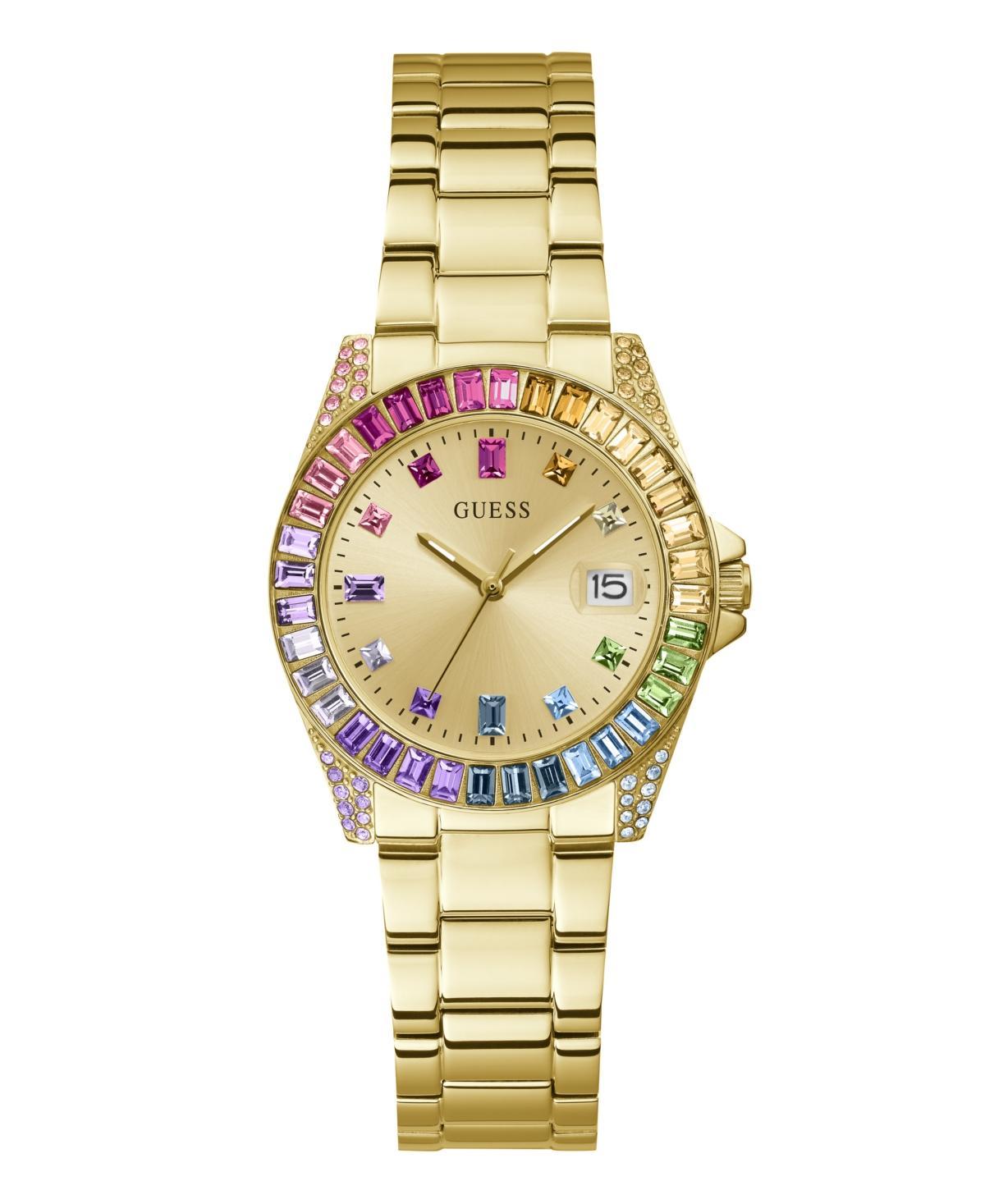 Guess Womens Date Gold-Tone Stainless Steel Watch, 34mm - Gold Tone Product Image