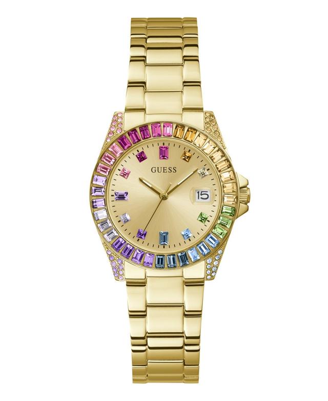 Guess Womens Date Gold-Tone Stainless Steel Watch, 34mm - Gold Tone Product Image