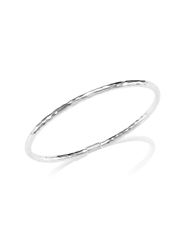 Womens Classic Hammered Sterling Silver Skinny #3 Bangle Product Image