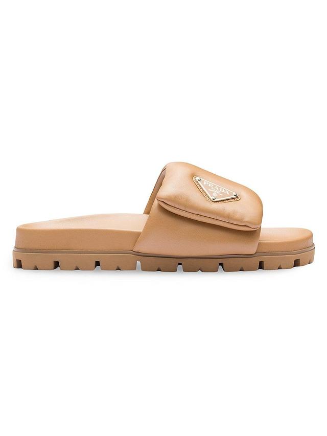 Womens Soft Padded Nappa Leather Slides Product Image