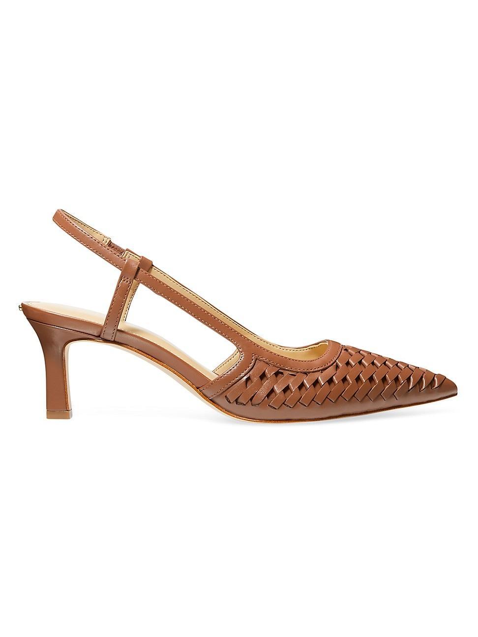 Womens Alora 65mm Woven Leather Slingback Pumps Product Image