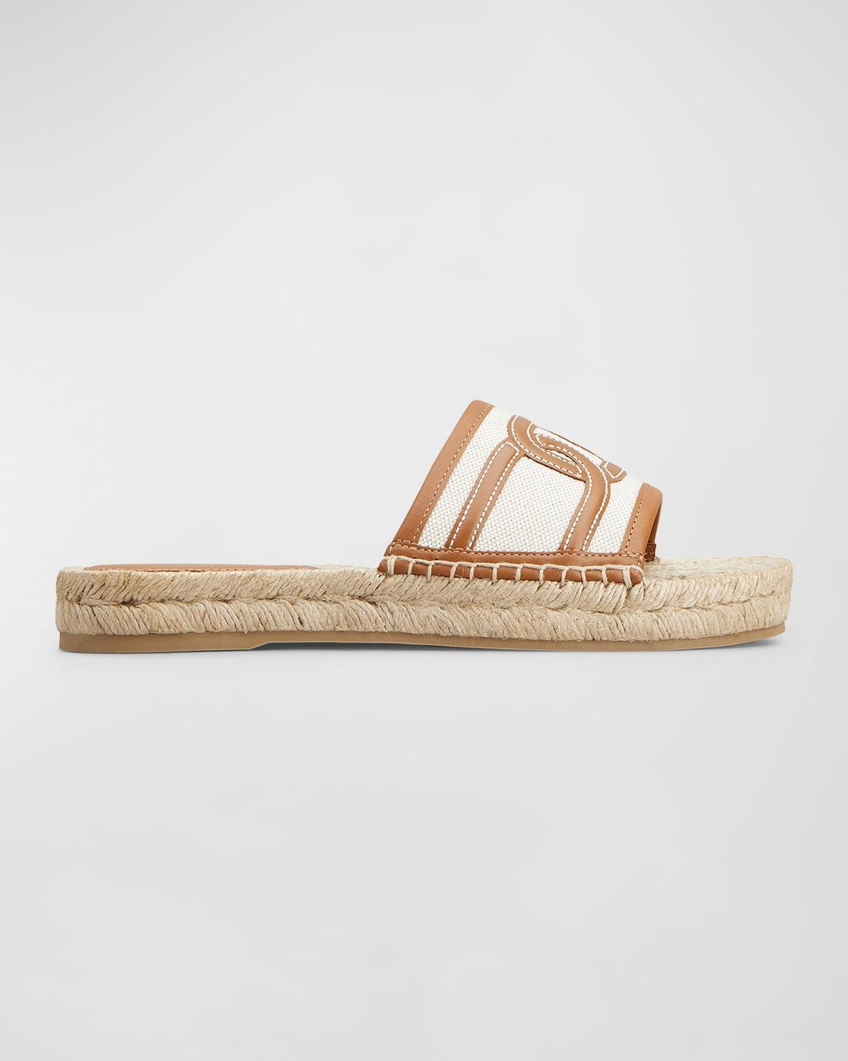 Tods Womens Kate Chain Linen Slide Sandals Product Image