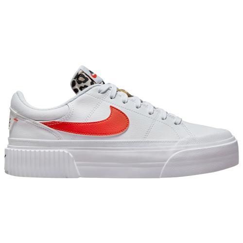 Nike Womens Court Legacy Lift LP - Basketball Shoes White/Orange/Black Product Image