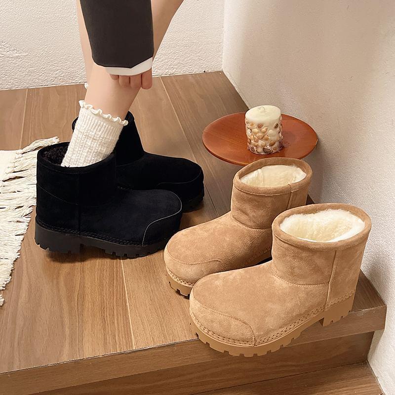 Faux Leather Fleece Lined Short Snow Boots product image