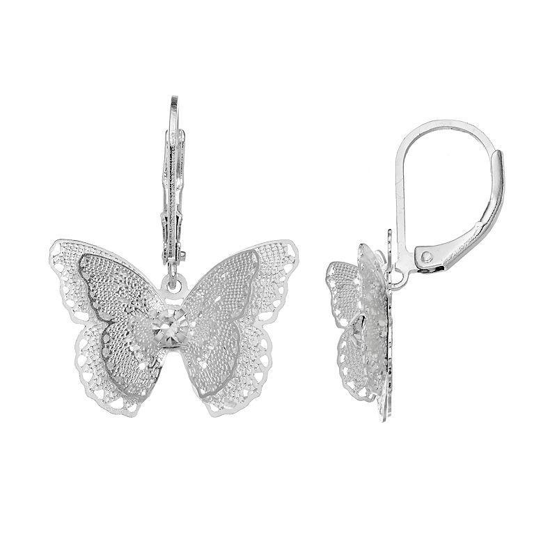 LC Lauren Conrad Openwork Filigree Butterfly Drop Earrings, Womens, Silver Tone Product Image