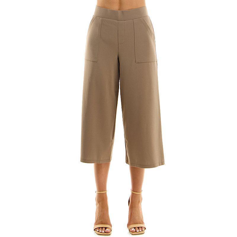 Womens Nina Leonard Elastic Waist Culotte Pants product image