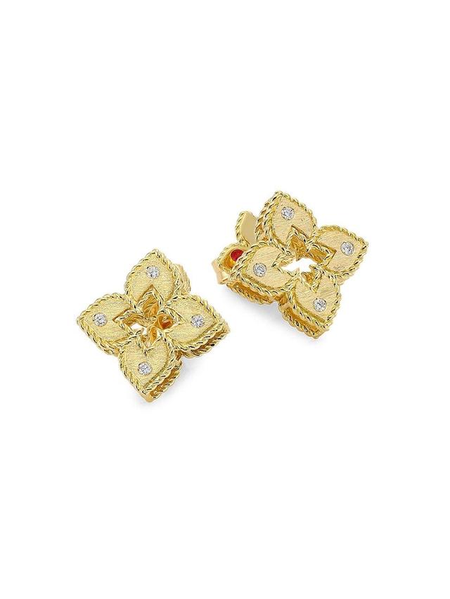 Roberto Coin "Venetian Princess" Diamond-Accented Flower Earrings Product Image