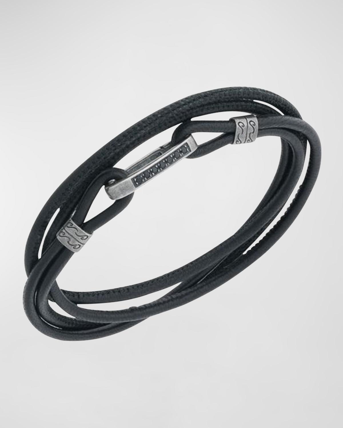 Mens Lash Multi Wrap Smooth Leather Bracelet Product Image