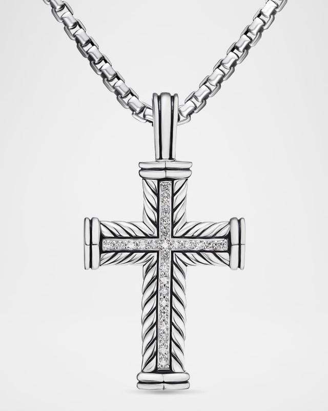 Men's Chevron Cross Enhancer with Diamonds in Silver, 30mm Product Image