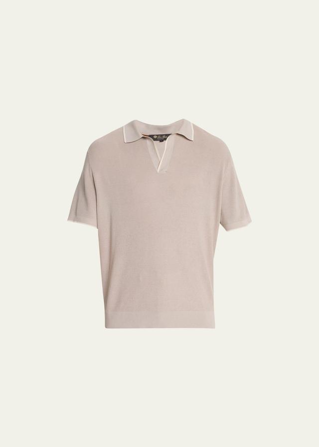 Loro Piana Men's Silk Polo Shirt  - EARL GREY - Size: 52 EU (42 US) Product Image