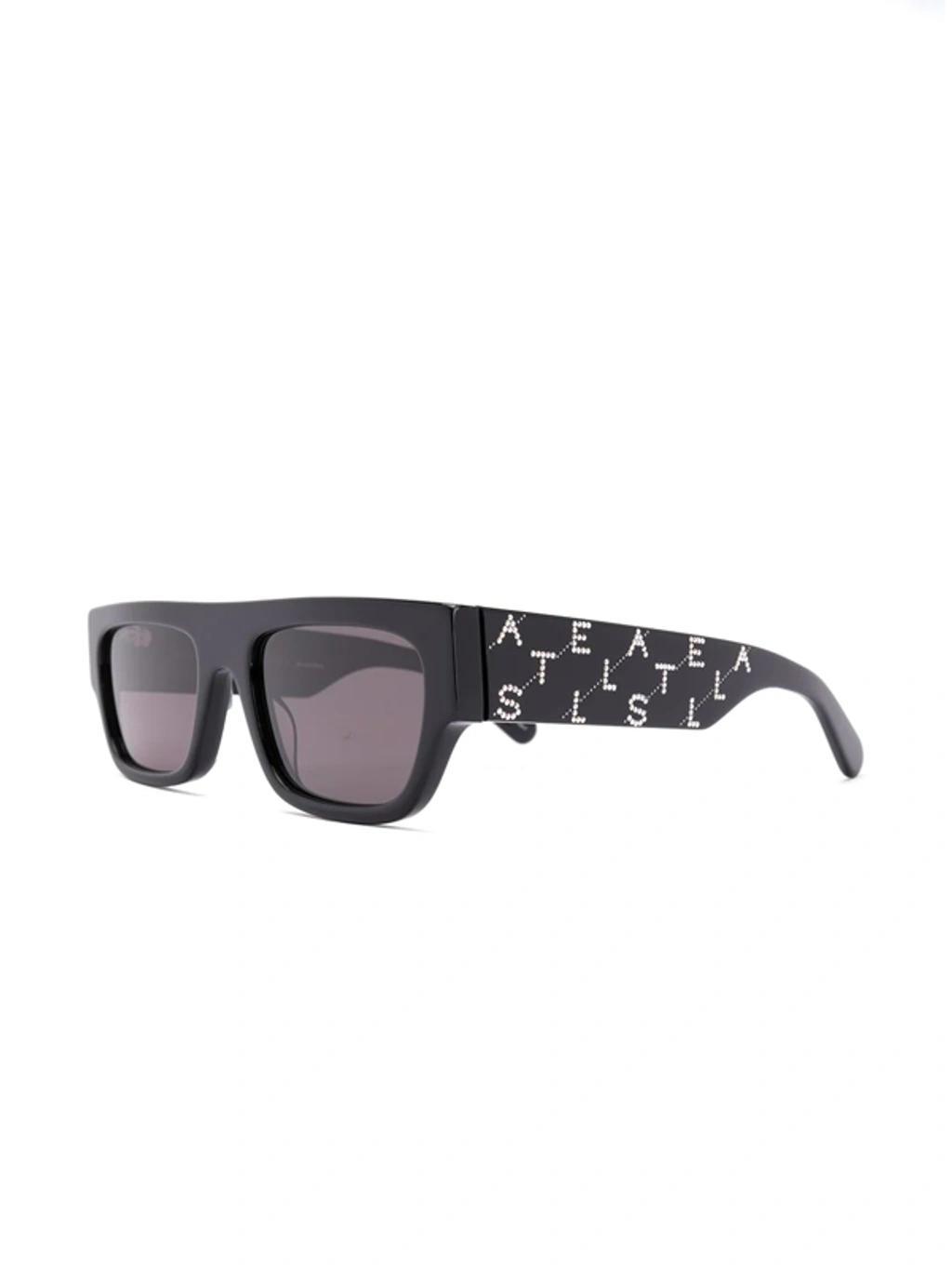 Rhinestone Logo Rectangular-frame Sunglasses In Black Product Image